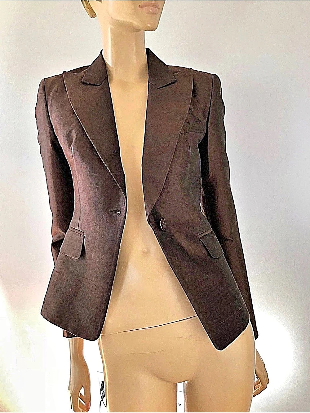 Michael Kors Collection Chocolate Brown Tailored Blazer Size 2 Like New